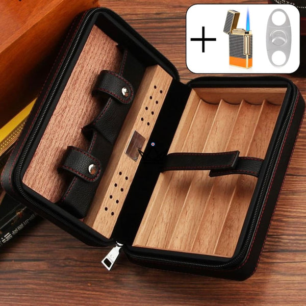 Reise-Humidor aus Leder & Zedernholz – 5 Zigarren | Prime Style