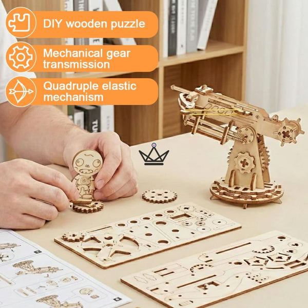 Puzzle 3D en bois baliste médiévale avec figurine et projectiles - VELITE