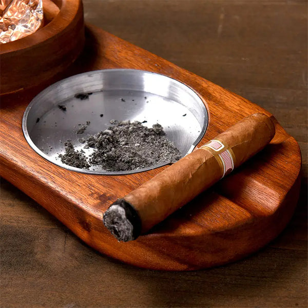 Cigar Ashtray Set - Whiskey Wood