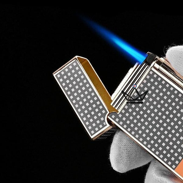 Briquet Chalumeau COHIBA - GAMBIT noir jaune rechargeable silex luxe poinçon allumé