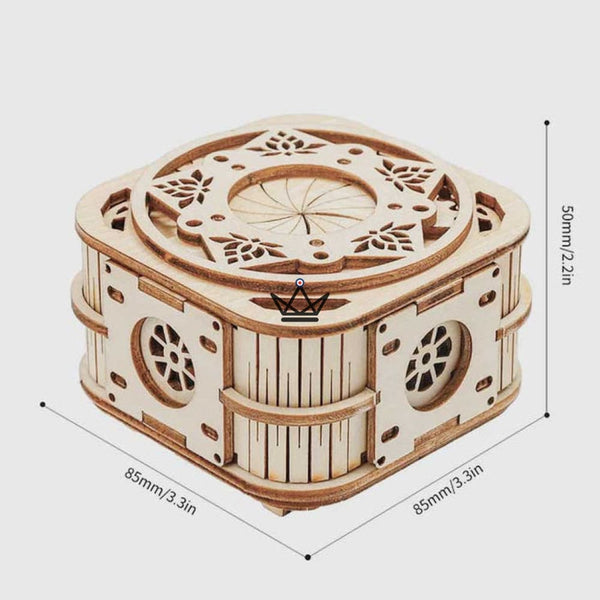 Puzzle 3D en bois boîte à musique ajourée motifs floraux - FLORALIE