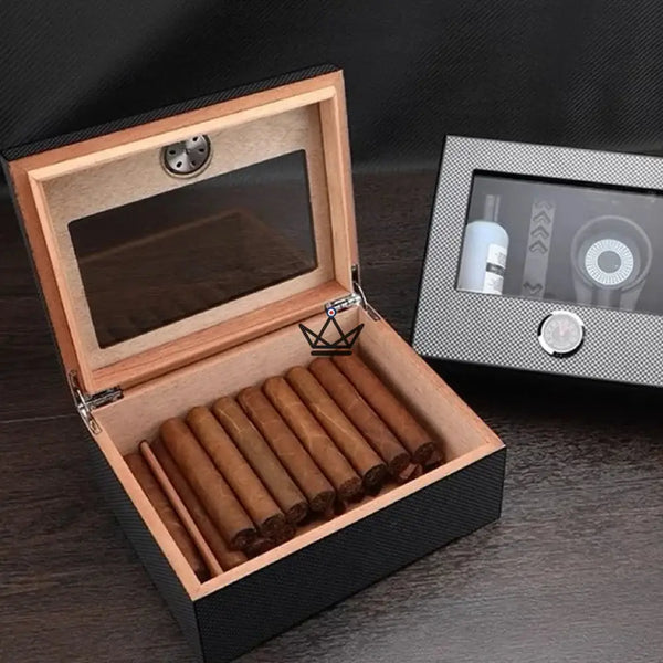 Cave Cigares Fibre Carbone avec accessoires, 60 cigares - SHADOW PRESTIGE
