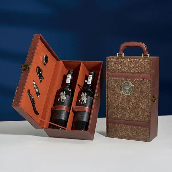 Coffret 2 bouteilles de vin avec accessoires de sommelier - SOMMELIER - ["maj-desc","maj-filtre"] - coffret vin - Cadeau, Noël, Anniversaire, Original, Fête des pères, fête des mères - Atelier Atypique