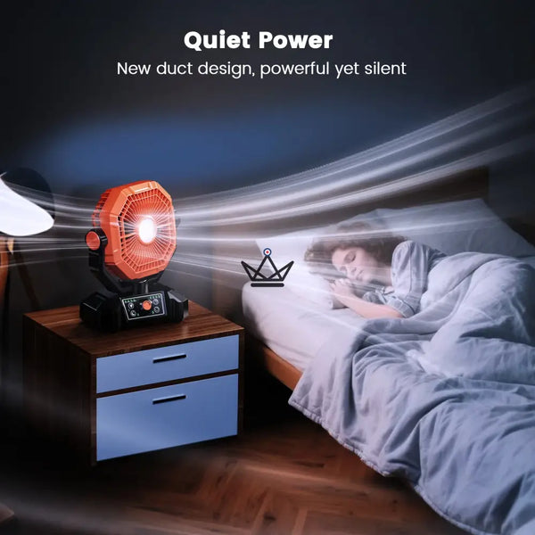 Ventilateur portable sur batterie NOELY — 20 000 mAh, LED & Power Bank