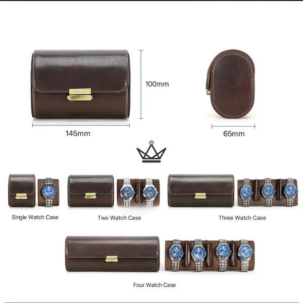 Étui Montre Voyage Cuir Personnalisable 1 à 4 Montres - Voyageur CAPSULE