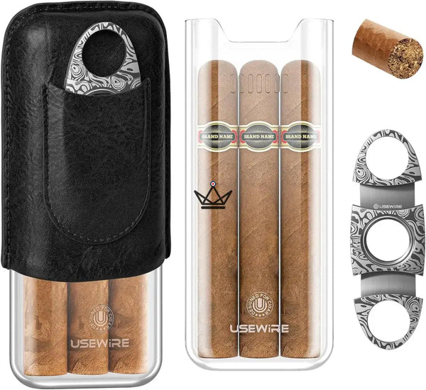 Étui à Cigares Cuir & Acrylique - Vanguard - [] - etui cigare - Cadeau, Noël, Anniversaire, Original, Fête des pères, fête des mères - Atelier Atypique