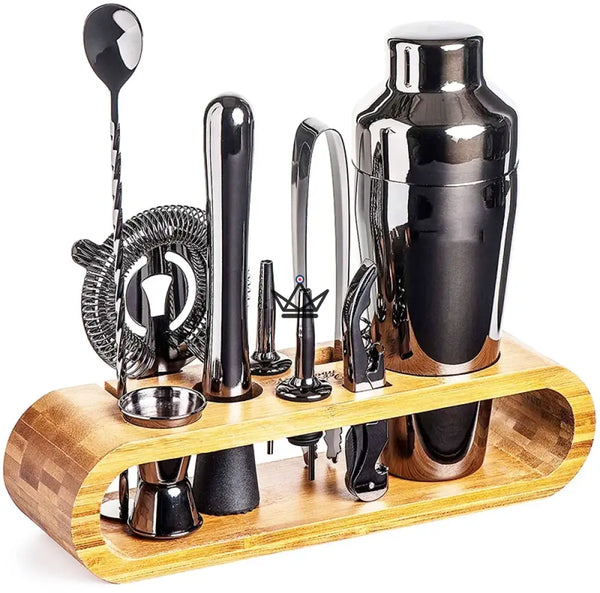 Kit de bar 10 pièces sur présentoir en bambou - MIXOLOGUE - ["maj-desc","maj-filtre"] - kit mixologie - Cadeau, Noël, Anniversaire, Original, Fête des pères, fête des mères - Atelier Atypique