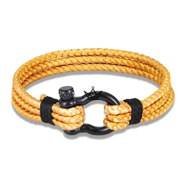 Bracelet cordage tressé à manille marine en acier noir - BOSCO - ["maj-desc","maj-filtre"] - bracelet - Cadeau, Noël, Anniversaire, Original, Fête des pères, fête des mères - Atelier Atypique