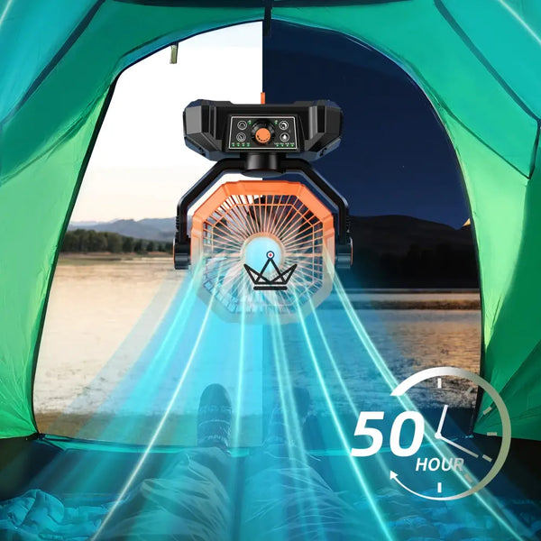 Ventilateur portable sur batterie NOELY — 20 000 mAh, LED & Power Bank