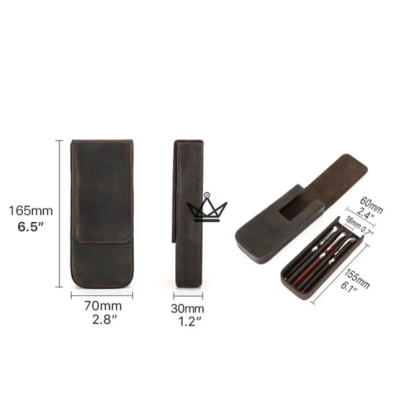 CONTACTS FAMILY Genuine Leather 3 Slots Pen Case With Removable Pen Tray Holder Pencil Case Men Woman Girls Office School Pouch - ["maj-filtre"] -  - Cadeau, Noël, Anniversaire, Original, Fête des pères, fête des mères - Atelier Atypique