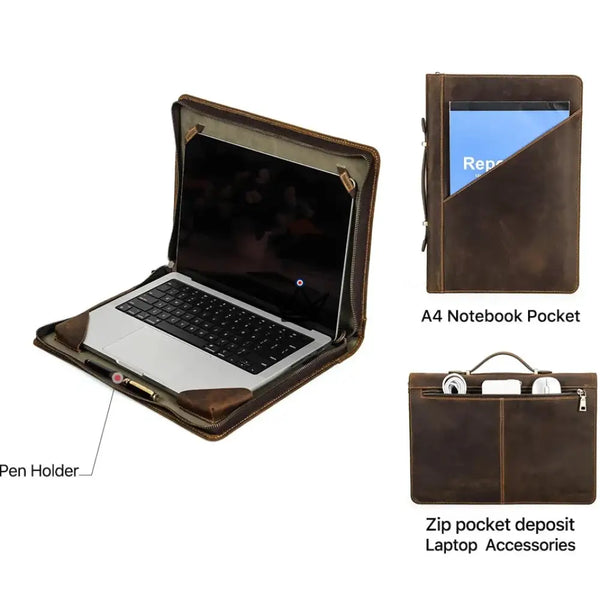 Housse Macbook en Cuir Personnalisable 13"-16" - Voyageur CODEX