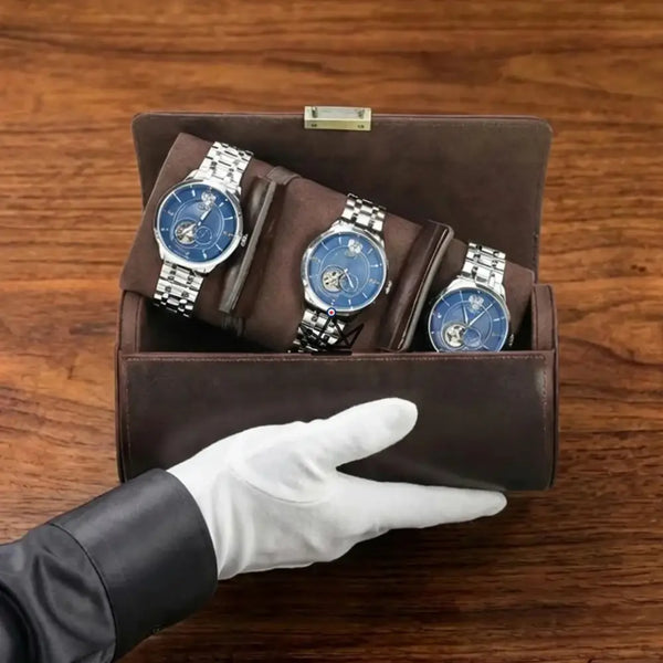 Étui Montre Voyage Cuir Personnalisable 1 à 4 Montres - Voyageur CAPSULE
