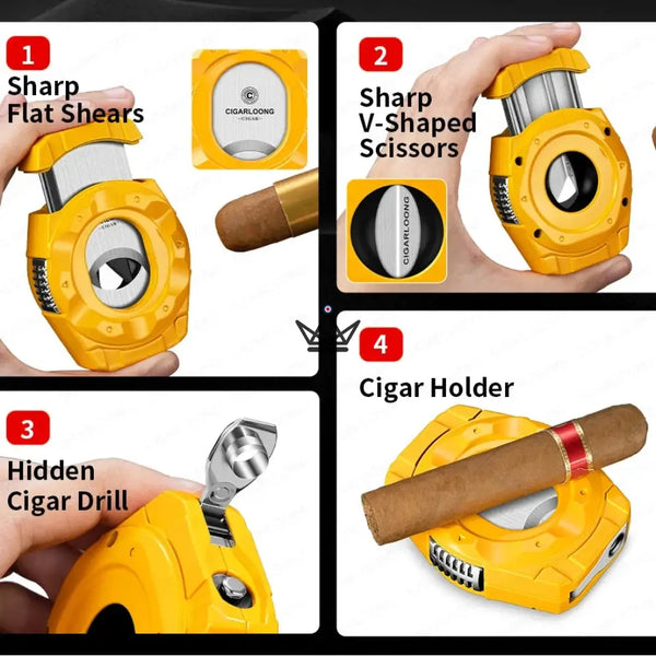 Coupe-Cigare 4-en-1 Acier Inoxydable - CALIBRIUM
