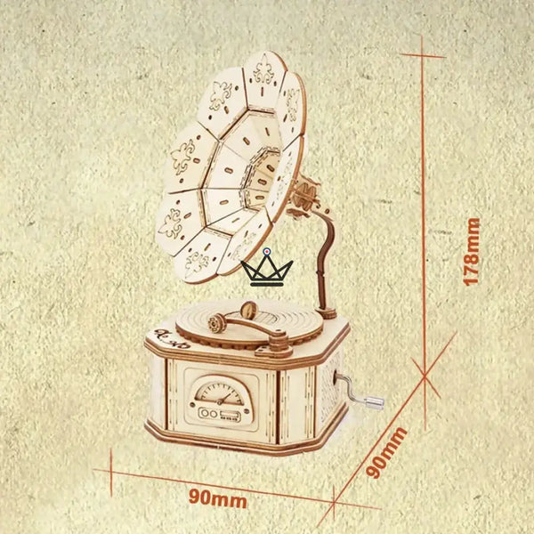 Puzzle 3D en bois gramophone boîte à musique à manivelle - SÉRÉNADE