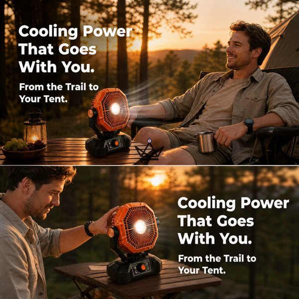 Ventilateur portable sur batterie NOELY — 20 000 mAh, LED & Power Bank
