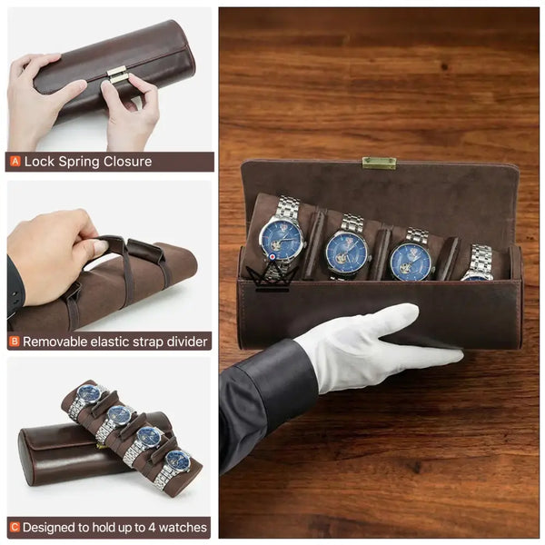 Étui Montre Voyage Cuir Personnalisable 1 à 4 Montres - Voyageur CAPSULE