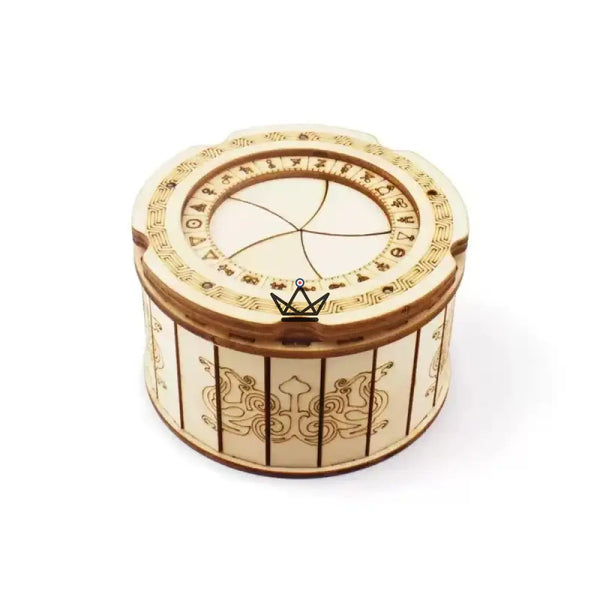 Puzzle 3D bois boîte secrète ronde, couvercle diaphragme - IRIS