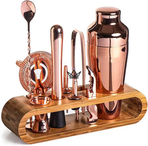 Kit de bar 10 pièces sur présentoir en bambou - MIXOLOGUE - ["maj-desc","maj-filtre"] - kit mixologie - Cadeau, Noël, Anniversaire, Original, Fête des pères, fête des mères - Atelier Atypique