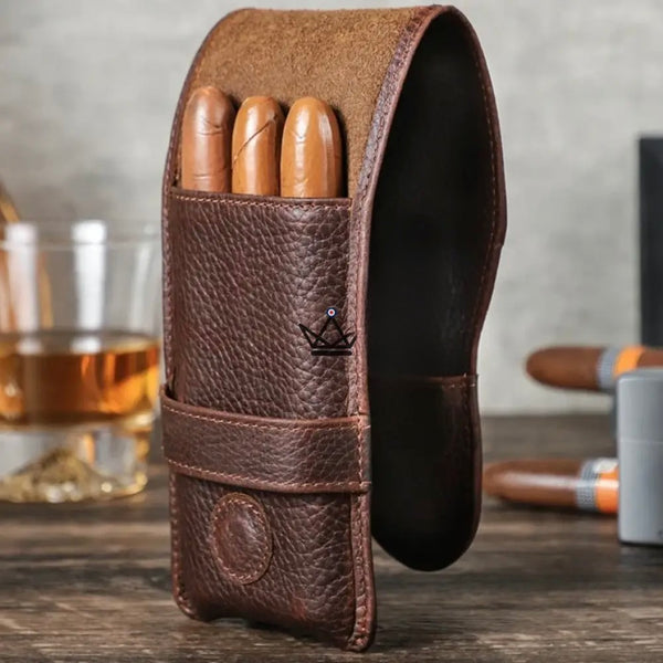 Anpassbares Lederetui für 3 Zigarren – Voyageur Pocket