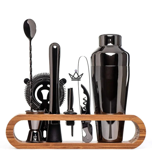 Kit de bar 10 pièces sur présentoir en bambou - MIXOLOGUE - ["maj-desc","maj-filtre"] - kit mixologie - Cadeau, Noël, Anniversaire, Original, Fête des pères, fête des mères - Atelier Atypique