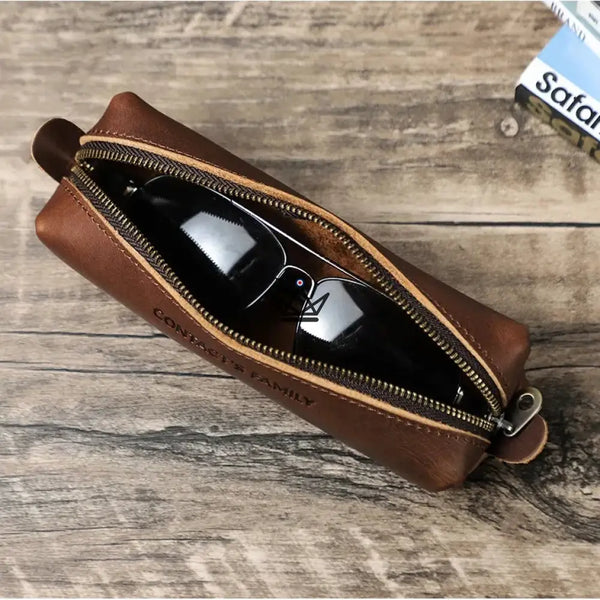 Trousse  en Cuir Personnalisable - Stylos & Lunettes - Voyageur Orion