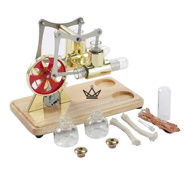 Zweizylinder-Stirlingmotor mit Generator und LED - CASTOR