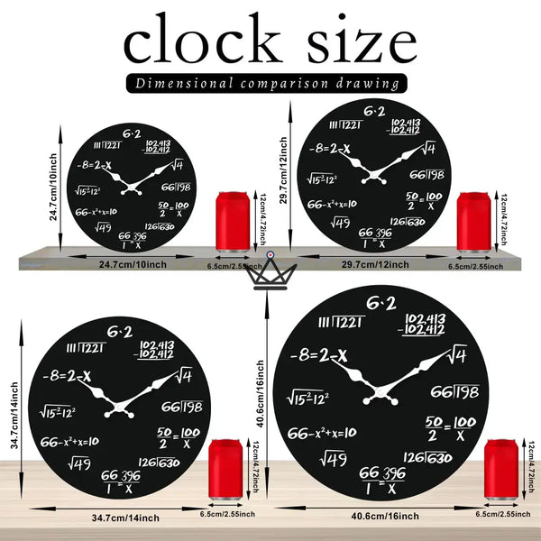 Horloge murale mathématique fond noir silencieuse - ALGORA