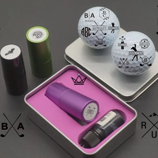 Personalisierbarer Golfball-Stempel, Monogramm oder Logo — PAR – 10/12
