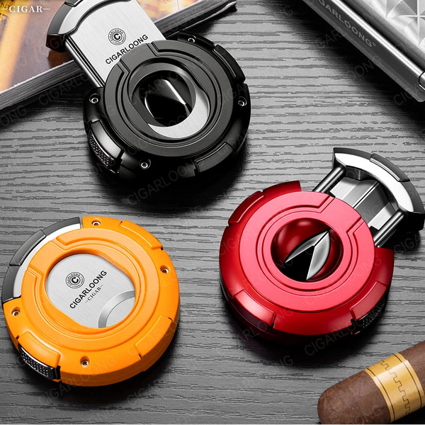 Coupe-Cigare Orbis Nox — 2-en-1 Guillotine & V-Cut Pop-Up