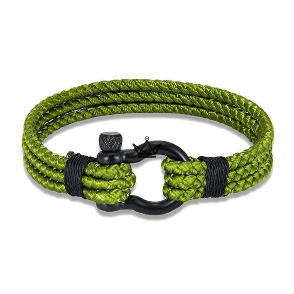 Bracelet cordage tressé à manille marine en acier noir - BOSCO - ["maj-desc","maj-filtre"] - bracelet - Cadeau, Noël, Anniversaire, Original, Fête des pères, fête des mères - Atelier Atypique