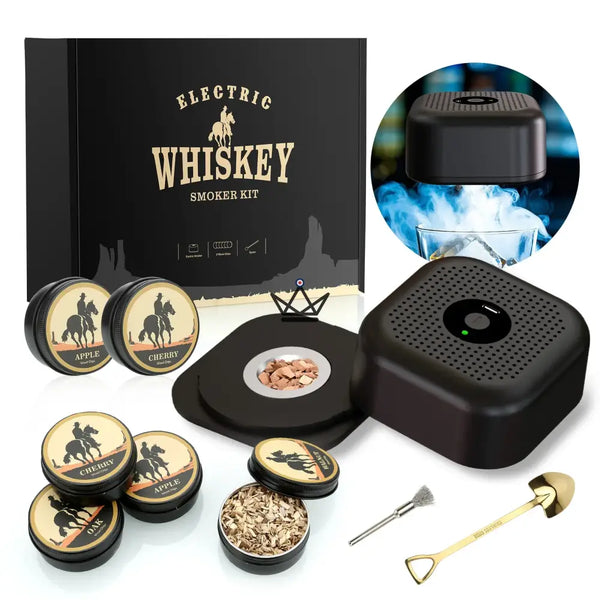 Kit fumoir à whisky électrique rechargeable avec 6 copeaux de bois — SALOON