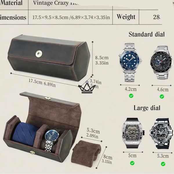 Étui voyage cuir personnalisable montre et cravate - Voyageur GENTLEMAN COMPACT