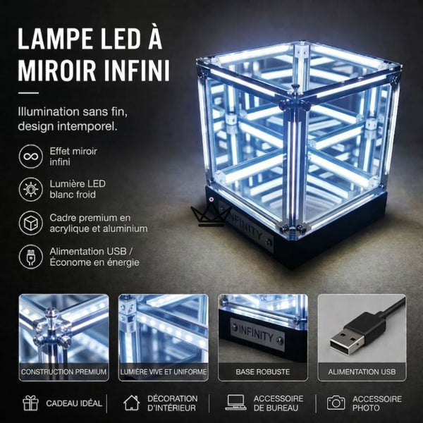 Wiederaufladbare LED-Hypercube-Lampe mit Unendlichkeitseffekt - QUANTA