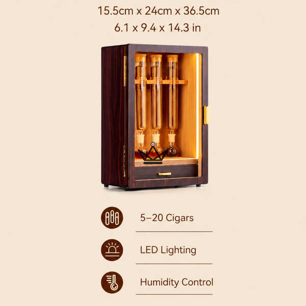 Zigarren-Humidor mit LED-Beleuchtung und Zedernholz für 4 Röhren – INFUSIO SANCTUAIRE