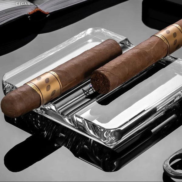 Clear Glass Cigar Ashtray - Crystal Duo