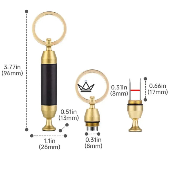 Goldener 2-in-1-Zigarrenbohrer-Schlüsselanhänger mit Nadel — SCEPTRE – 7/9