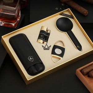 Coffret du Cigare GALVANO ELITE — Étui Cuir 2 Cigares + Coupe + Briquet Torche + Cendrier - ["maj-desc"] - coffret cigare - Cadeau, Noël, Anniversaire, Original, Fête des pères, fête des mères - Atelier Atypique