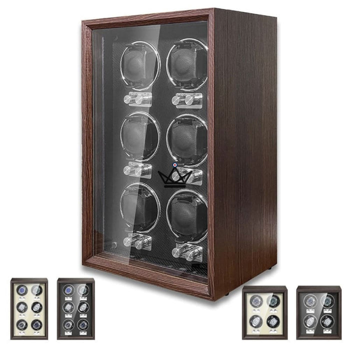Remontoir Montre Automatique EBONY LUXE — Bois, 4 à 6 Montres, Rotors Indépendants