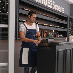 Tablier en toile vintage - WEEYI BARISTA - Toile Denim Résistante - 7 Coloris - ["maj-filtre"] - Tablier de cuisine - Cadeau, Noël, Anniversaire, Original, Fête des pères, fête des mères - Atelier Atypique